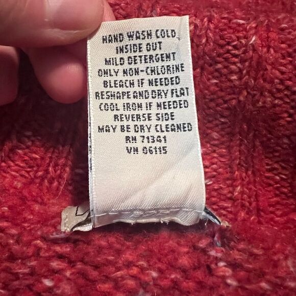 L.L. Bean red wool blend button cardigan - Picture 5 of 11